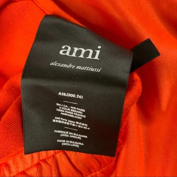 AMI Paris Taped Logo Track Pant Orange Men’s Size Small Straight leg - Picture 9 of 11